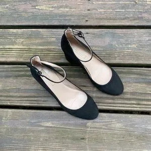 Pura Lopez Shoes Pura Lopez Black Suede Ankle Strap Heels Size